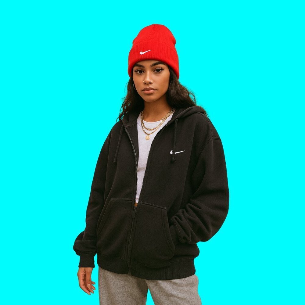 Nike Red Knit Beanie | Unisex Classic Swoosh Logo Winter Hat (One Size 8–20)
